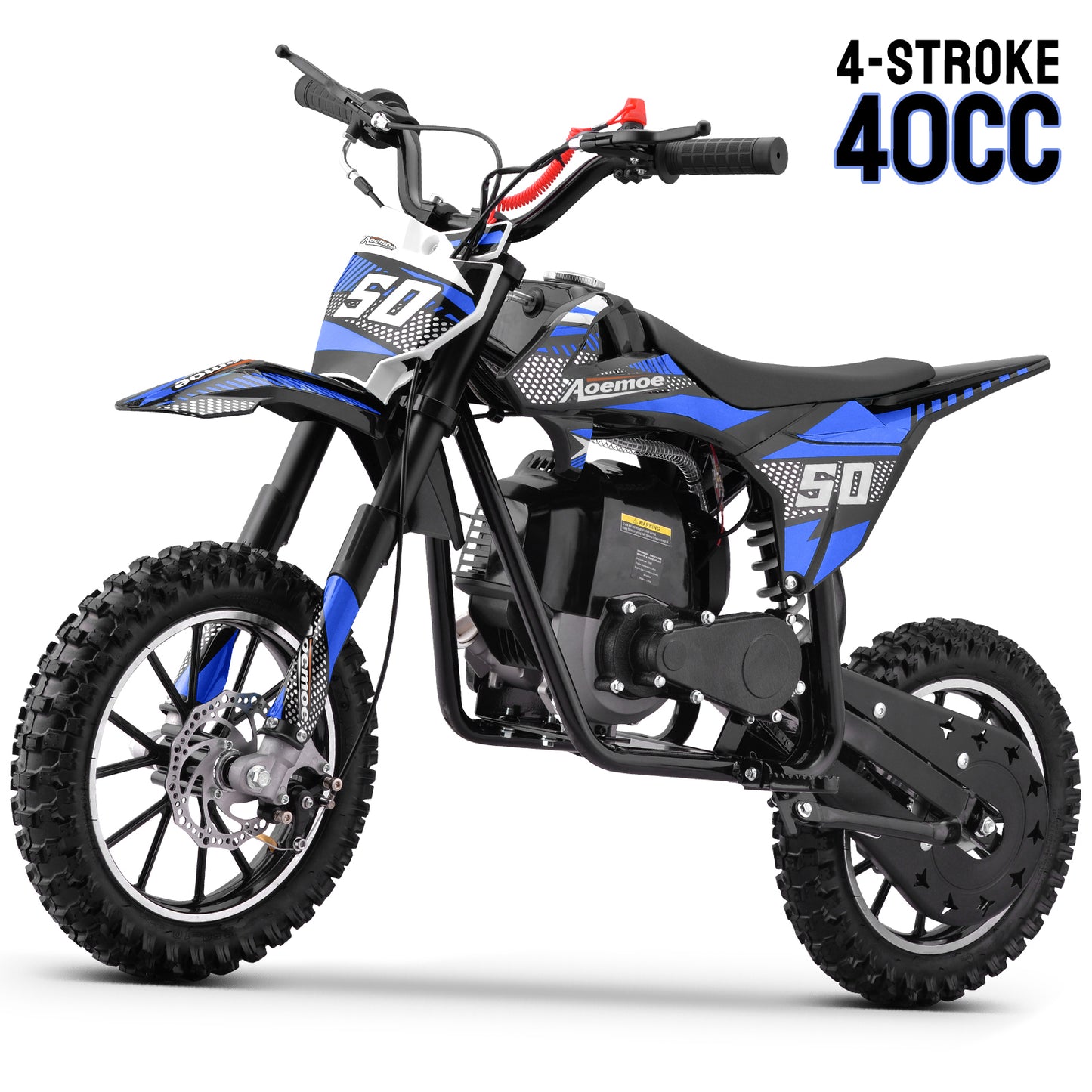 Aoemoe Gas Dirt Bike, 50cc 4-Stroke Gas Powered Kids Off Road Motorcycle (Model-DB4S004) with Off-Road Tire, Suspensions, Disc Brakes, Max Load 165Lbs, Up to 25Mph, NO OIL MIX REQUIRED
