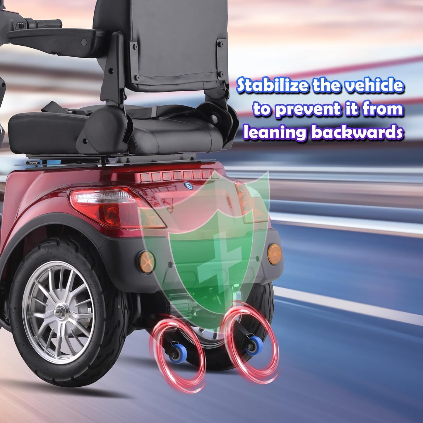 Super Large Electric 4 Wheel Mobility Scooters, Heavy Duty 800W Wheelchair Device, 500 LBS Capacity for Seniors & Adults, Speed Adjust, Remote Key, Receive Ready to Ride.（Red）