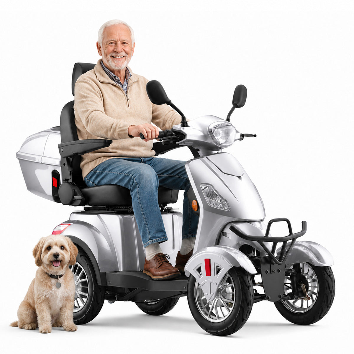 LiltJan Electric Mobility Scooter for Adults Seniors, Heavy Duty 4 Wheel All Terrain Scooter with 800W Brushless Motor, 500 lbs Capacity, 31 Miles Range, 15 MPH Adjustable Speed, Full Suspension