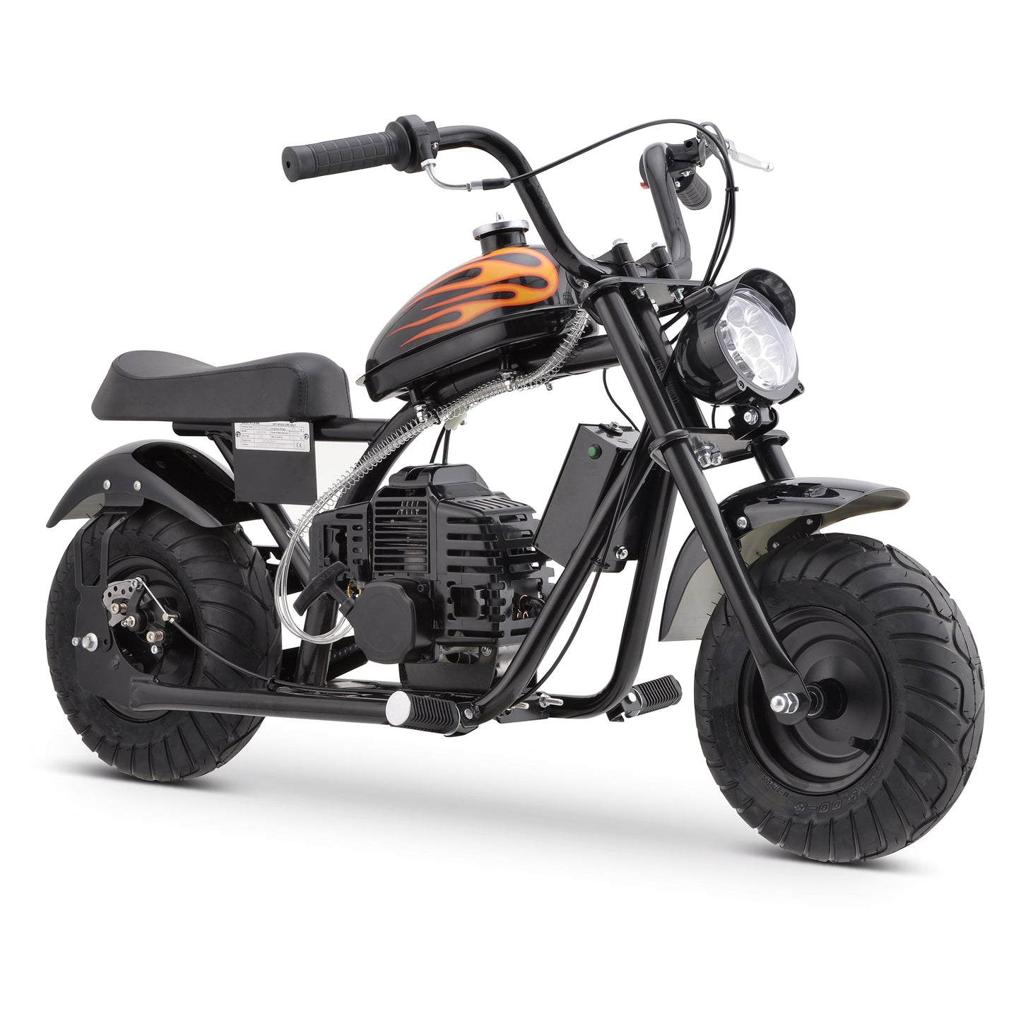 HOVER HEART Gas Mini Chopper Bike, DB004 Model 49.4 CC 2-Stroke Dirt Bike with Big Headlight, Premium Tire, Metal Frame, Disc Brakes, Max Load 165Lbs, Up to 20Mph, EPA Approved