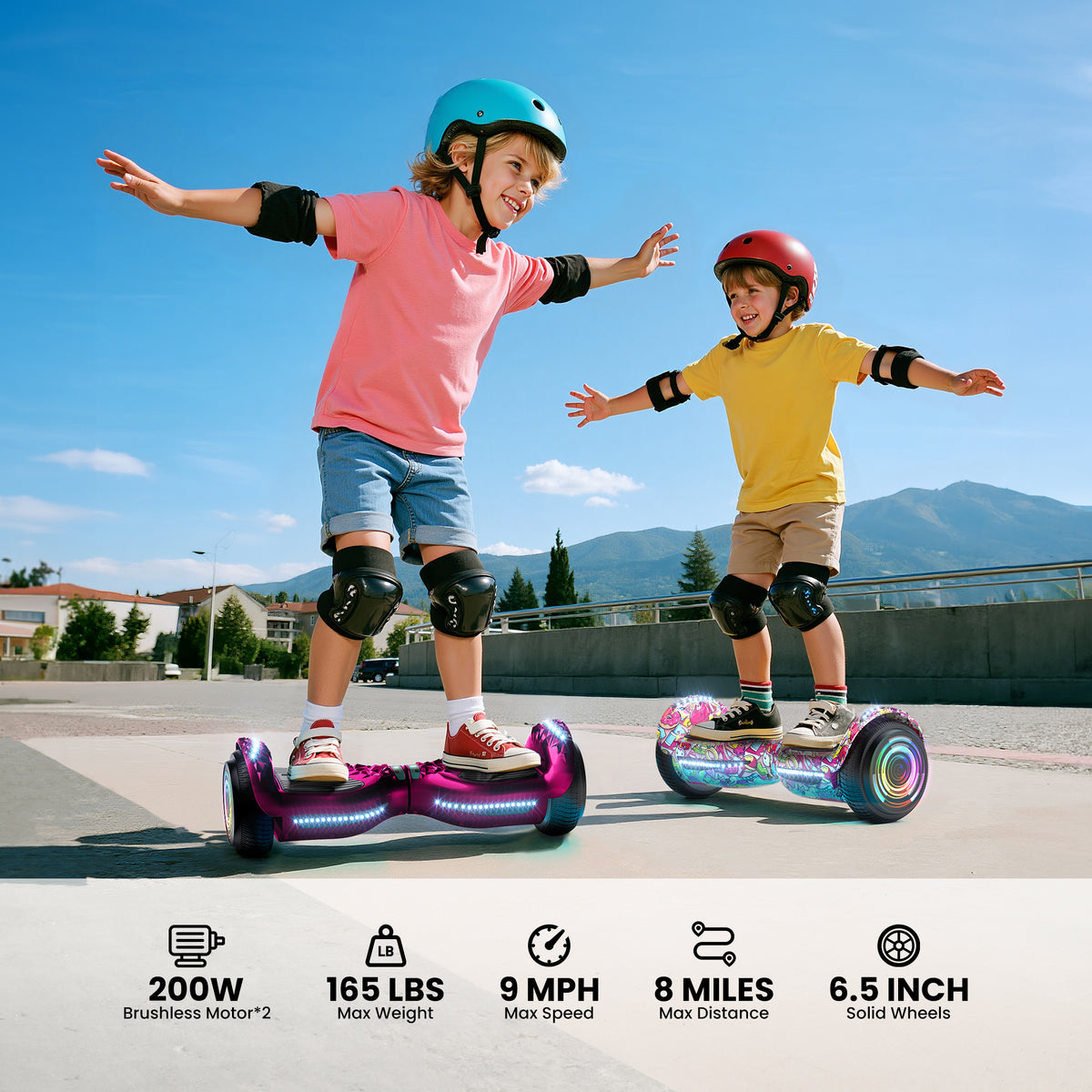 Mosta Hover Electric Scooter Board for Kids & Adults, All Terrain Self-Balance Scooter with Bluetooth and Led Lights,6.5 inch,165 lbs capacity,LED Light,Perfect Gift
