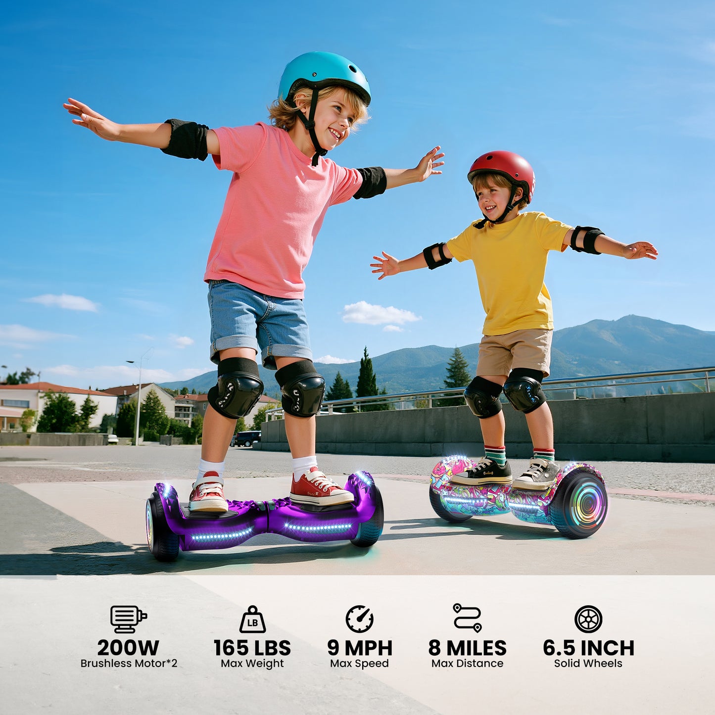 Mosta Electric Hoverboard with New Version Bluetooth Hover Board, Chrome and Design Color Self-Balance Electric Scooter