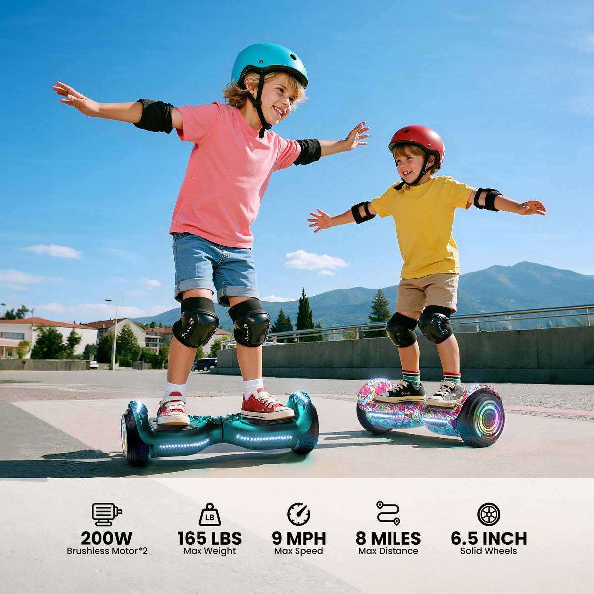 Mosta Hover Electric Scooter Board for Kids & Adults, All Terrain Self-Balance Scooter with Bluetooth and Led Lights,6.5 inch,165 lbs capacity,LED Light,Perfect Gift