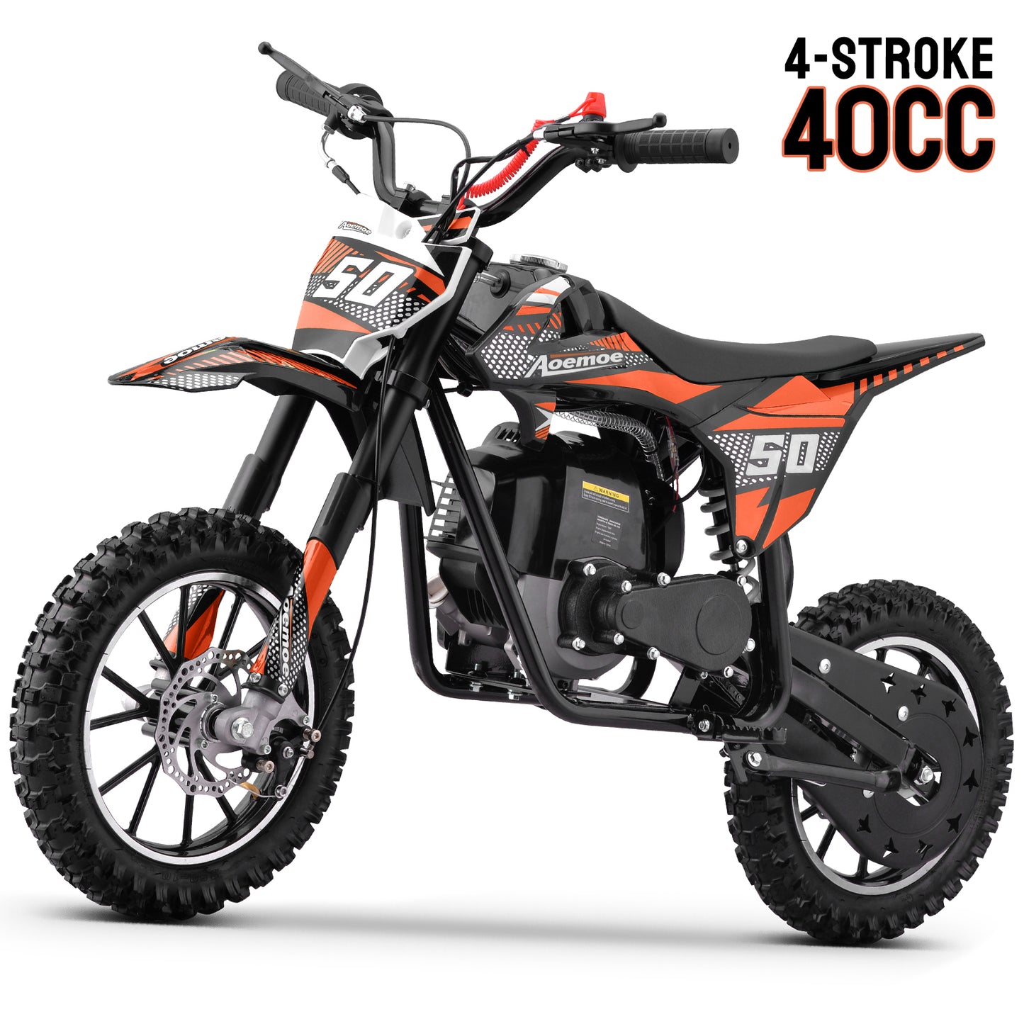 Aoemoe Gas Dirt Bike, 50cc 4-Stroke Gas Powered Kids Off Road Motorcycle (Model-DB4S004) with Off-Road Tire, Suspensions, Disc Brakes, Max Load 165Lbs, Up to 25Mph, NO OIL MIX REQUIRED