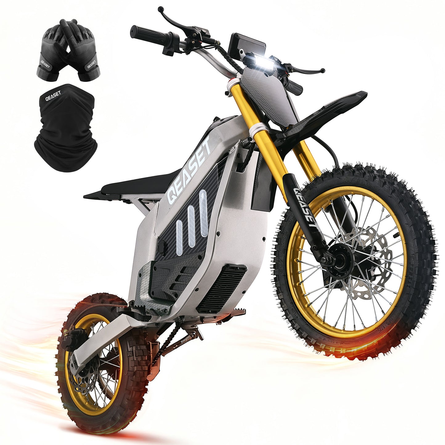 QEASET Electric Dirt Bike for Adults,2000W Motor,48V 30Ah Battery, 200N.m High Torque,Max 42Mph,All Terrain Motorized Dirt Bikes, Gold