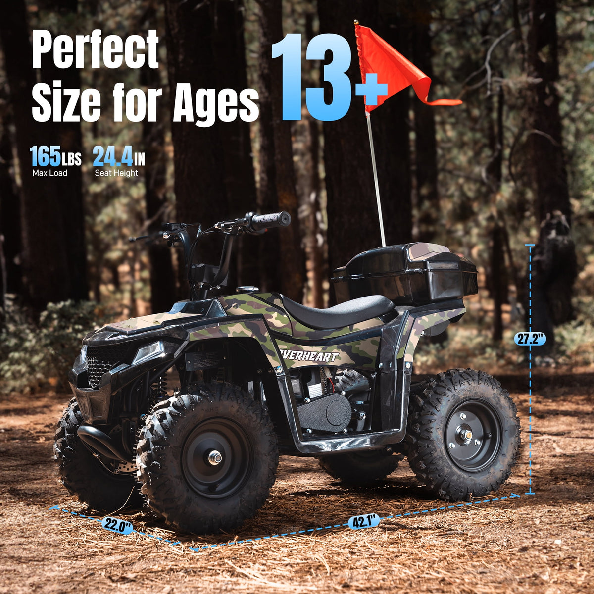 IVFJFV 40 cc Trail Blazer Ride-On Buggy,4 Stroke Dual-Speed Off-road 4-Wheeler, Key-Lock Safe & 10-15mph, Front & Rear Shocks and Knobby Tires for Grass, Dirt and Gravel,GREEN CAMO