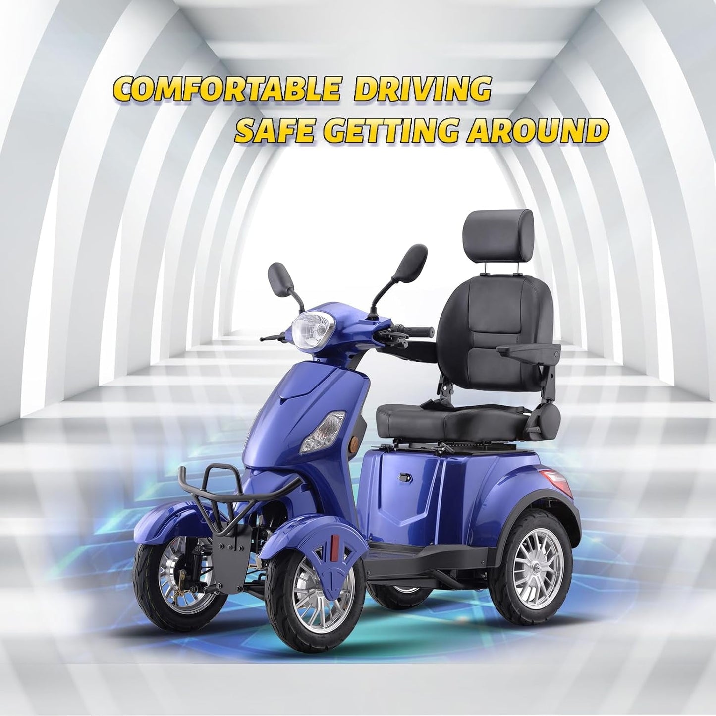 Super Large Electric 4 Wheel Mobility Scooters, Heavy Duty 800W Wheelchair Device, 500 LBS Capacity for Seniors & Adults, Speed Adjust, Remote Key, Receive Ready to Ride.（Blue）