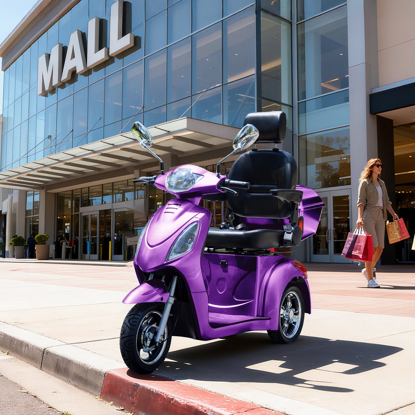 Arshin 3-Wheel Mobility Scooter for Seniors–500 lb Capacity,800W Motor,31-Mile Long Range,15 MPH Top Speed,Premium Comfort Seat,Rear Trunk,No Assembly(Purple)