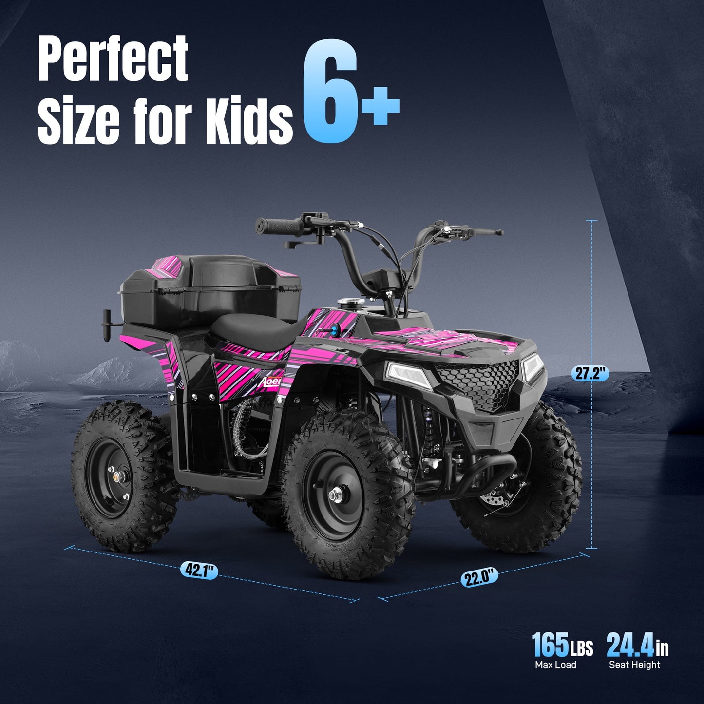 Arshin All-Terrain 4 & Wheelers,Powerful 15.5 mph Variable Speeds,25 Miles Range,Parent Control,Suspension,Disc Brake,Suspension,Perfect Gift(Pink)