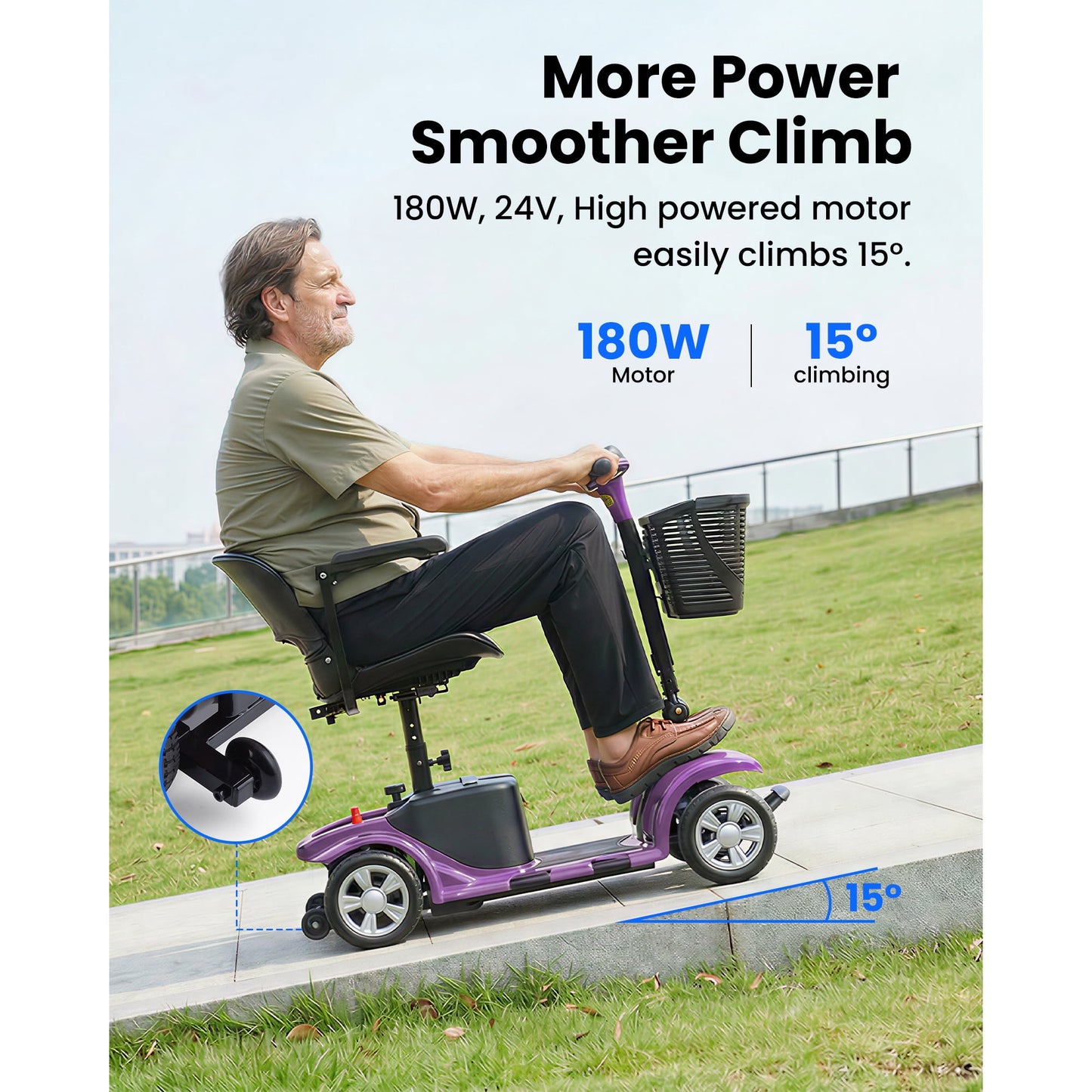 QEASET 4 Wheel Mobility Scooter,Mobility Scooter for Adults, Senior, Electric Powered Chargeable Device for Travel, Gifts for the elderly