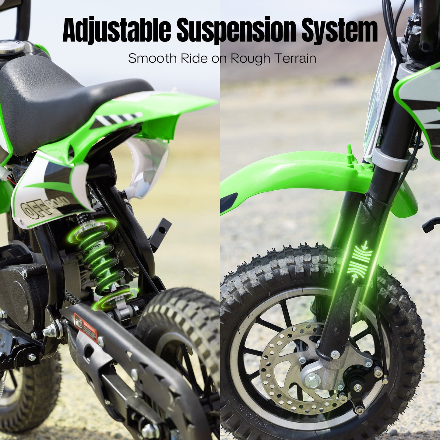 QEASET 39CC 4-Stroke Mini Bike, Up to 20 MPH, Ages 13+, Off-Road Dirt bike, Green