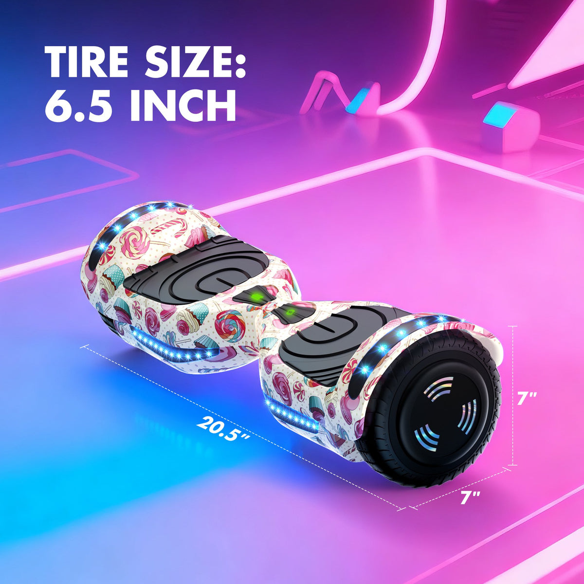 Electric Scooter with Bluetooth Speakers, Hover Off Road Board Electric Scooter with LED Lights & 400W Motor, Kids Scooter with 9MPH Max Speed, Tcdjtc Self-Balance Scooter for Kids