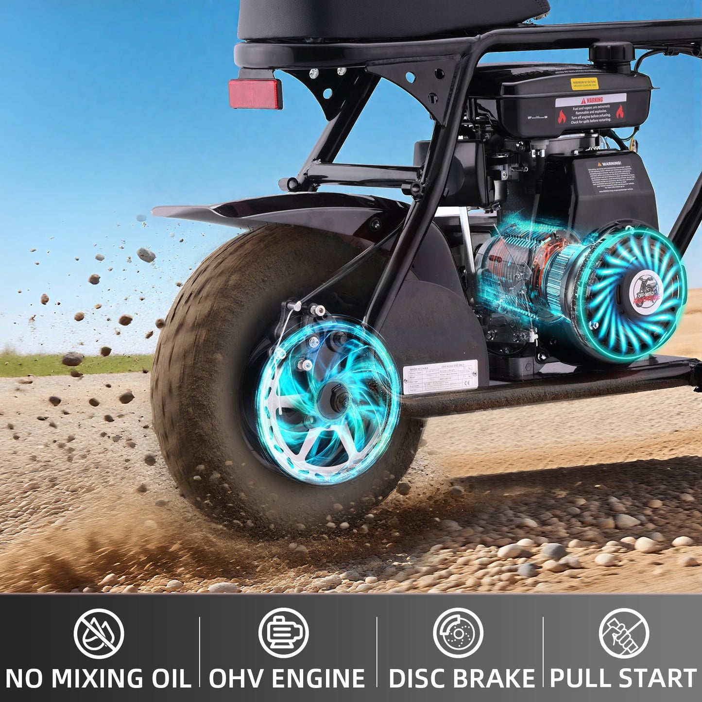 MOSTA Mini Bike, Gas Dirt Bike, Minibike, Gas Powered Mini Bikes for Adults, 99cc-4 Stroke Pit Bikes with Led, Dirtbike Max Load 200 Lbs, Speed 34.5 KM/H, Perfect Gift