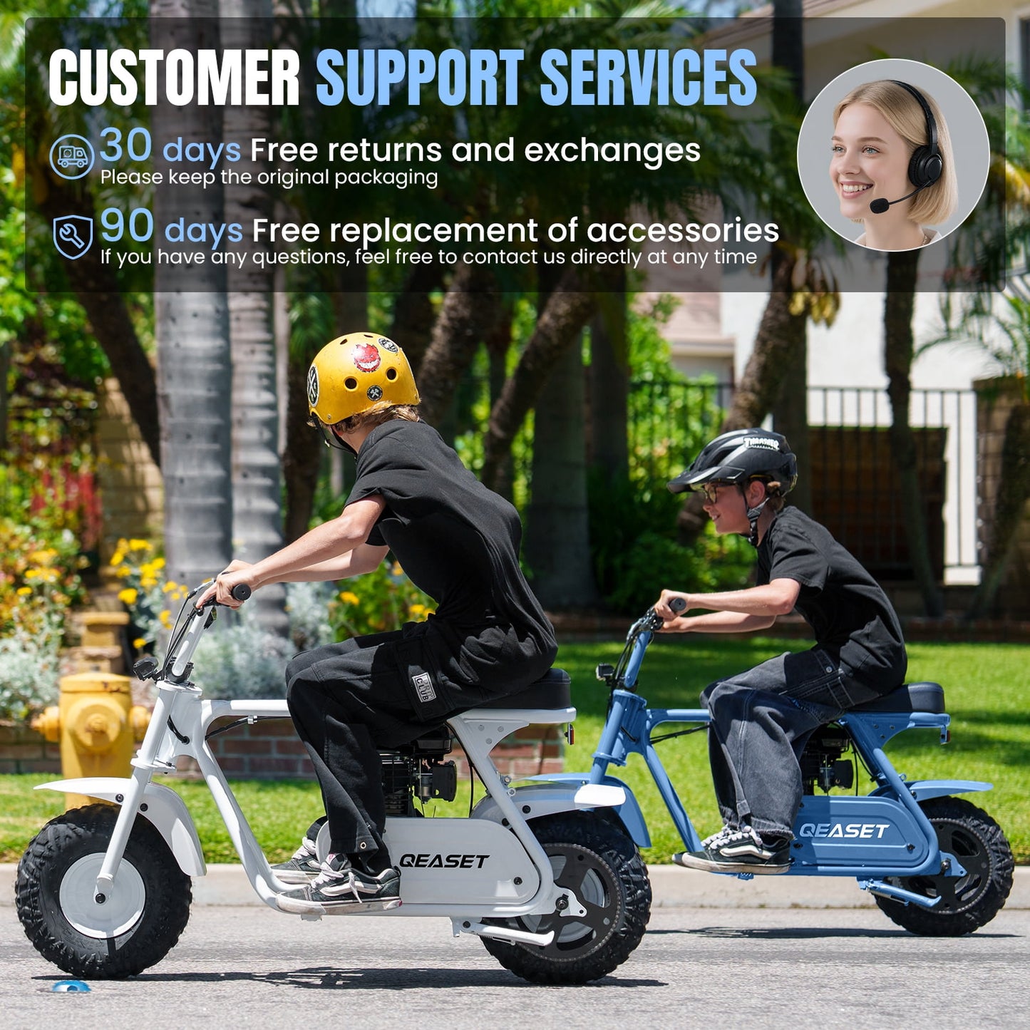 QEASET Mini Dirt Bike – 30 km/h 4-Stroke Off-Road Motorcycle for Teens & Adults,Blue