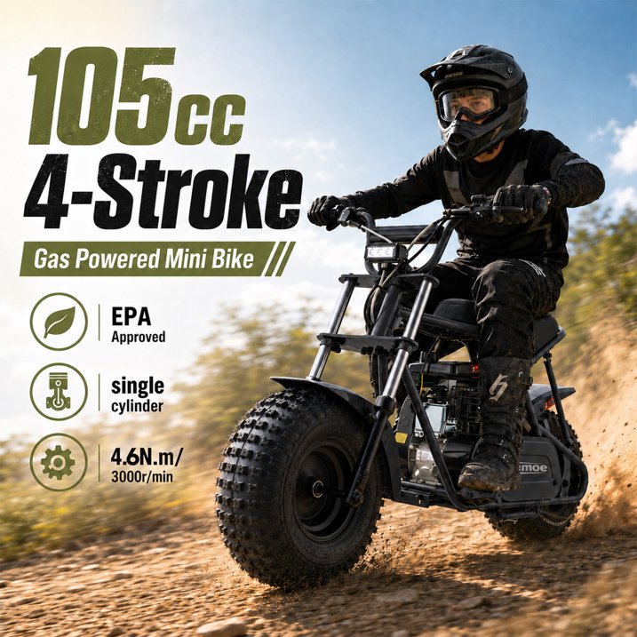 Aoemoe 105CC Dirt Bike, 30 MPH High-Speed Off-Road Motorcycle, Black