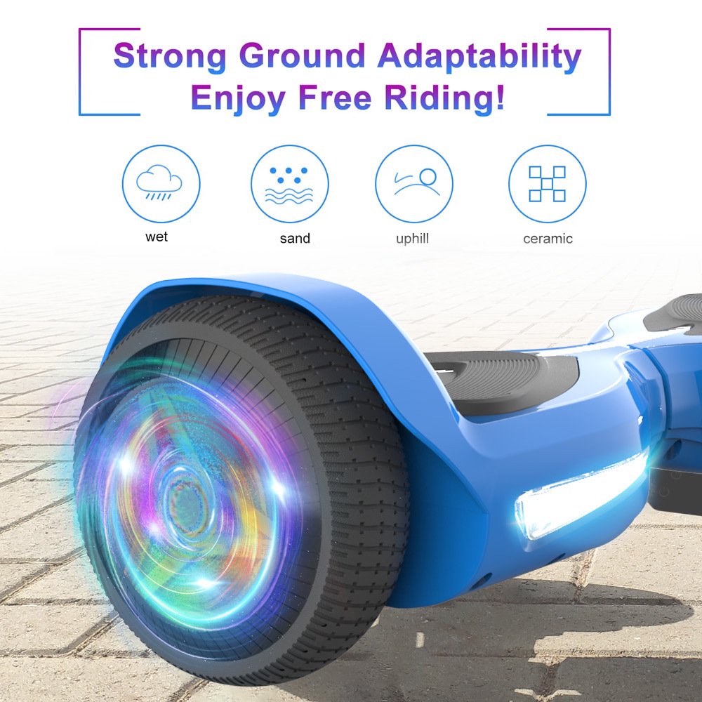 Hover Off Road Board Electric Scooter with LED Lights & 400W Motor, Kids Scooter with 9MPH Max Speed, Electric Scooter with Bluetooth Speakers, Tcdjtc Self-Balance Scooter for Kids
