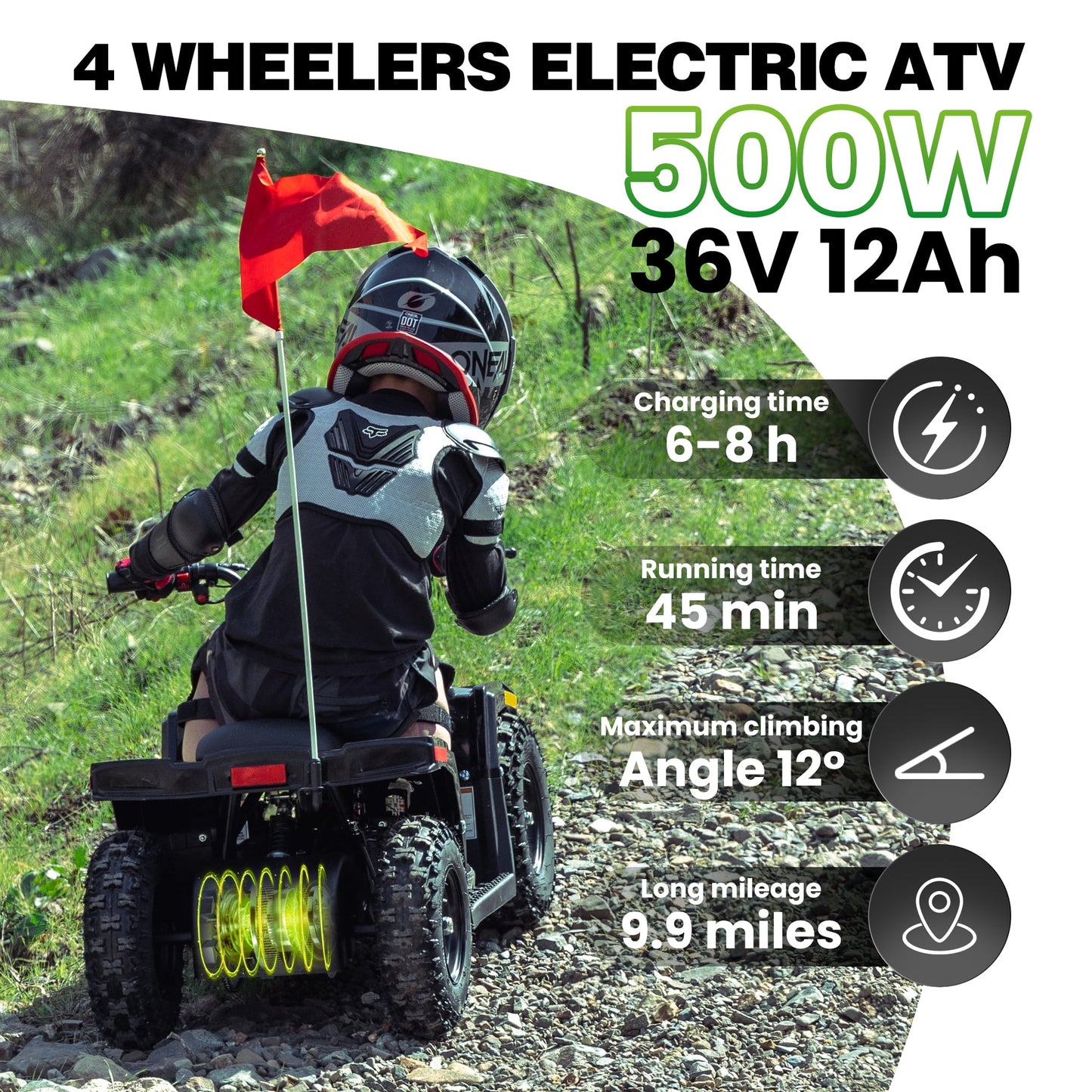36V Ride on Car,IVFJFV Electric 4-Wheeler for 12+ as Gift,500W Motor & 15MPH Max Speed,12Ah Battery Powered Ride-on Parental Speed Control,Power Car 4 Wheel Dual Shock Absorbers