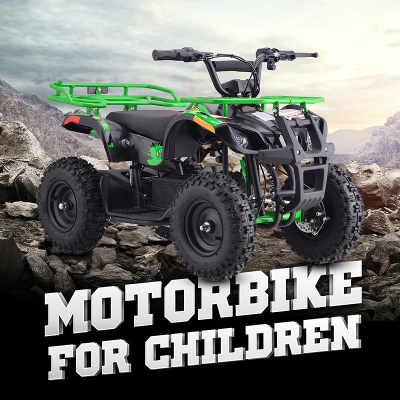 QEASET Electric atv Dirt Quad, 36V 500W Motor, 12-16mph Speed, Twist Grip Acceleration & Hand Operated Disc Brakes,Knobby Air Tires, Multiple Colors, Holiday Gifts