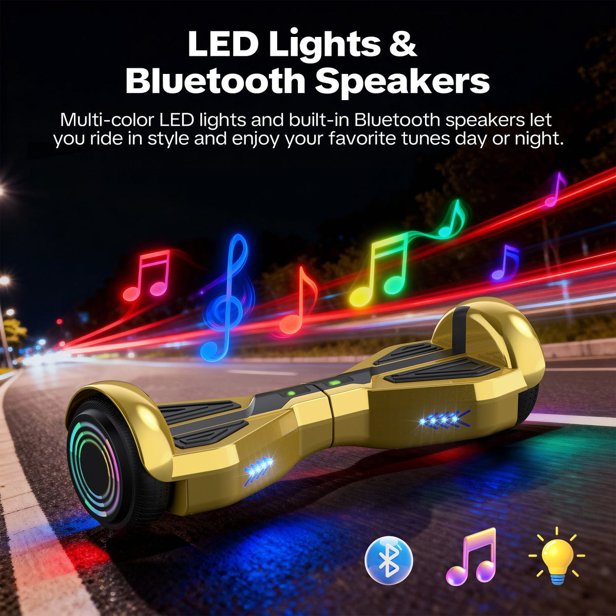 Hoverboard for Kids with 9 mph Max Speed, Tcdjtc Electric Scooters with LED Lights & Bluetooth Speakers, All Terrain Hoverboard for Adults, Off Road Hoverboard with UL2272 Certified
