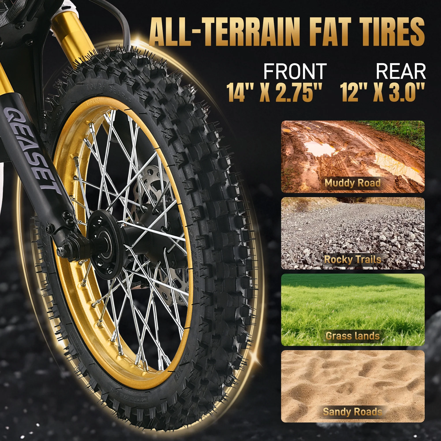 48V 3000W Peak Off-Road Teen Bike 55 km/h 40 km Range, Black