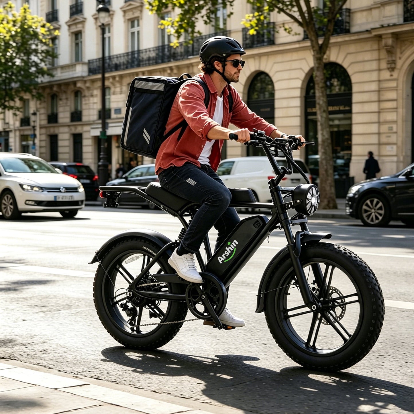 Arshin 20“Fat Tire Electric Bike for Adults,Off-Road Ebike,1500W Peak Motor,28 MPH Max Speed,7-Speed,48V 15Ah Battery,UL2849 Certified,Ages 16+ (Black)