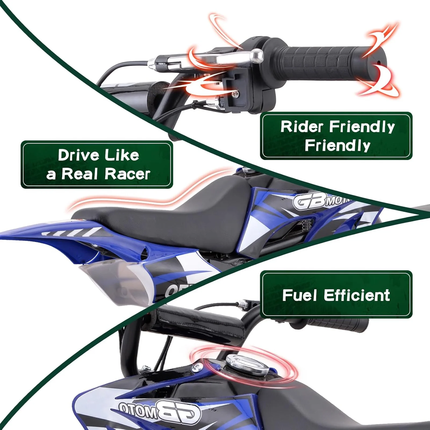 49CC Dirt Bike, Mini Bike 2-Stroke Gas Powered off Road with Max Speed 20MPH, Pull Start