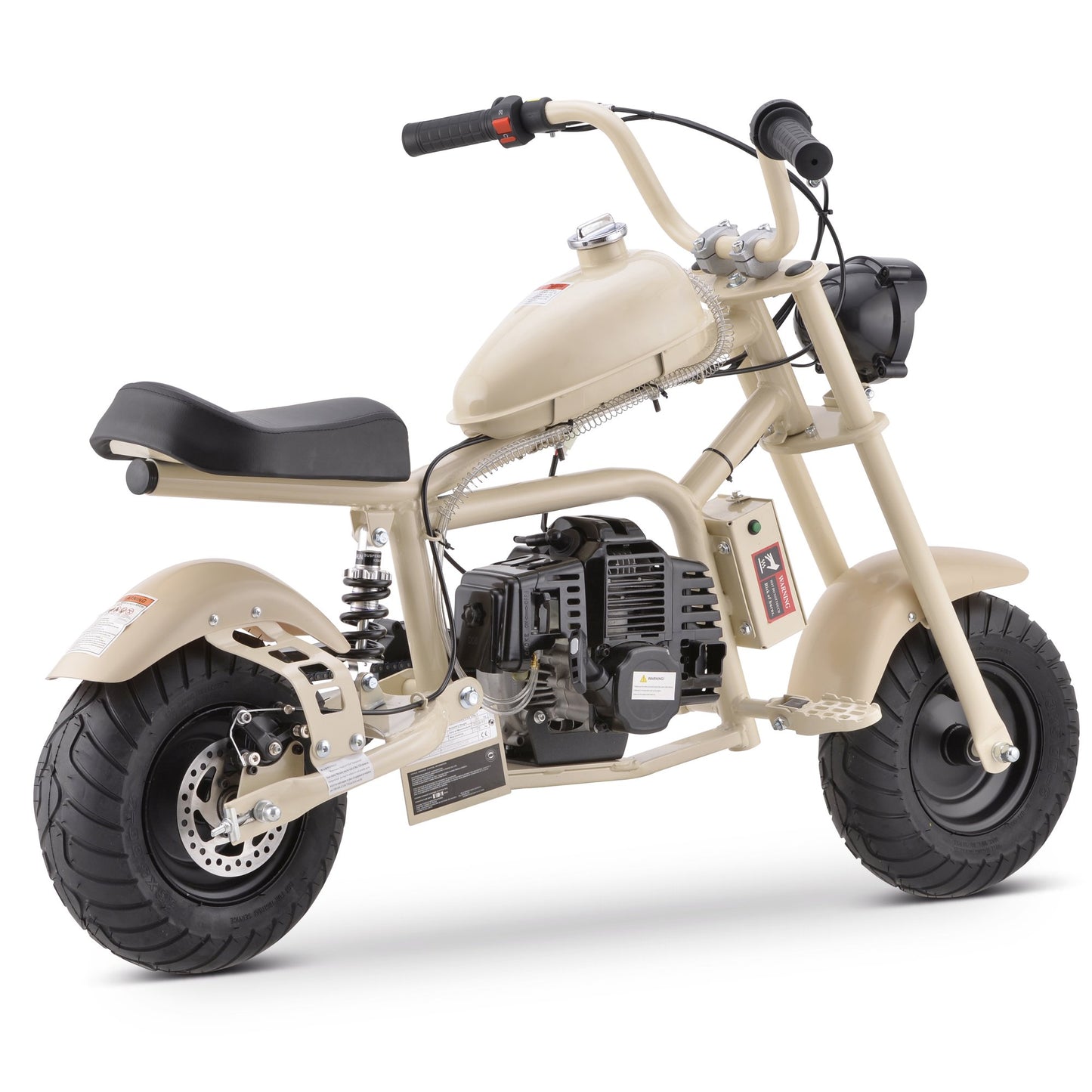 QEASET Gas Mini Chopper Bike, 40CC 4-Stroke Dirt Bike with Big Headlight, Rear Shock Absorber, Metal Frame, Disc Brakes, Max Load 165Lbs, Up to 20Mph, Sand