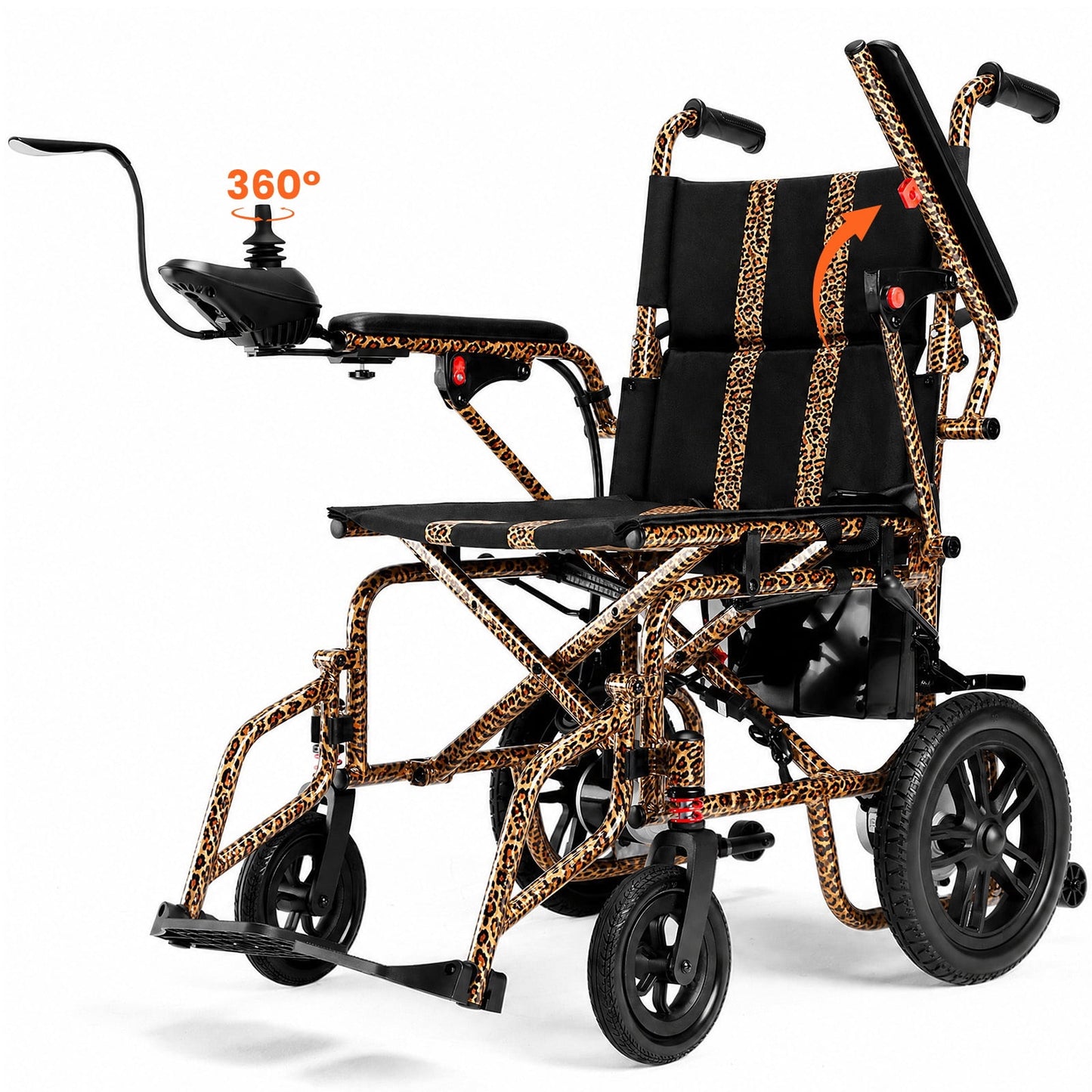 Arshin Electric Wheelchairs for Adults 20+ Miles Range,Silent Electric Wheelchair Lightweight Foldable with 360°Joystick,All Terrain Dual Motors,286+ lbs Capacity(Leopard Brown)