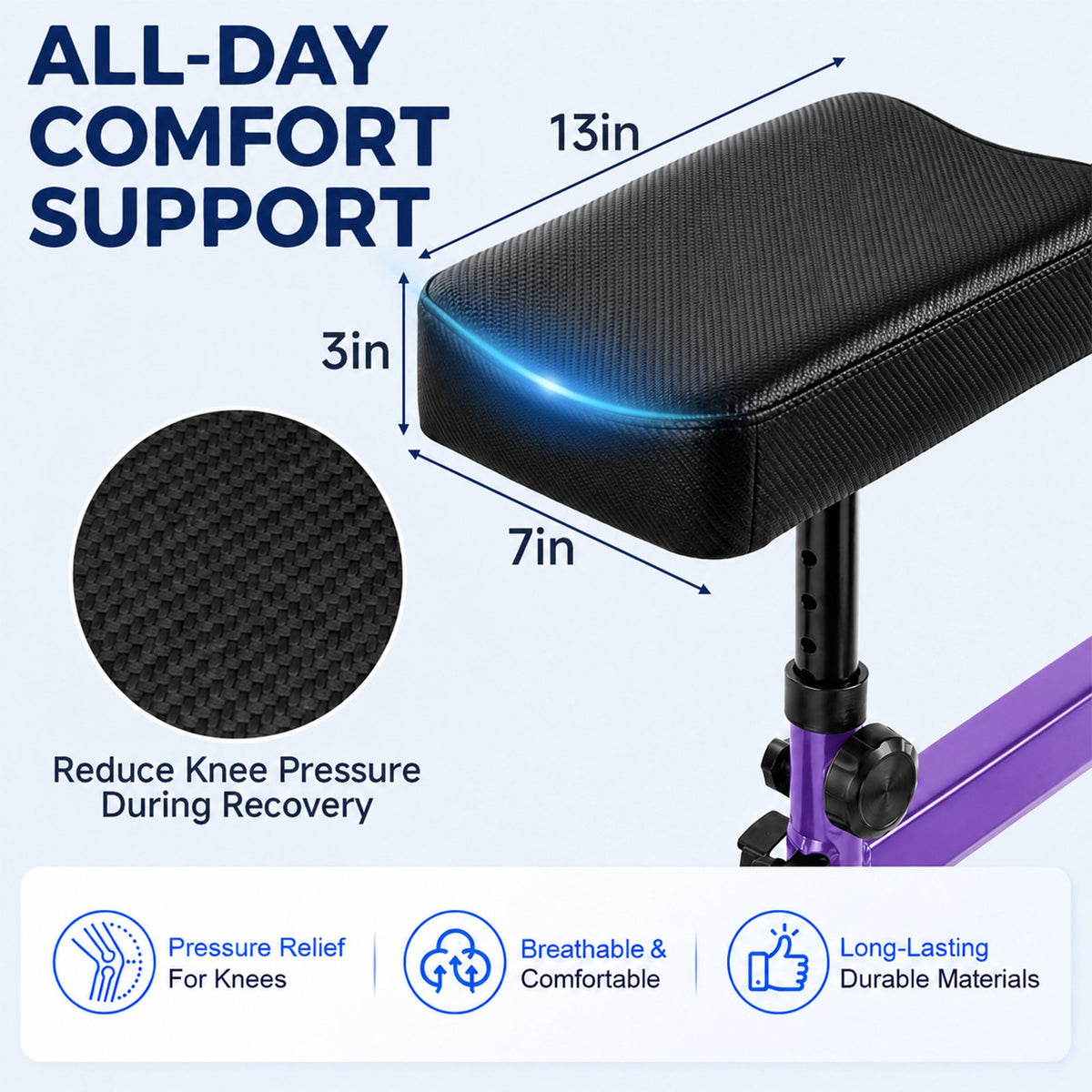 Ostrina All Terrain Knee Scooter,Foldable Knee Walker for Foot Injuries,Adult Knee Scooter with 8" Wheels,Compact Crutches Alternative,Purple