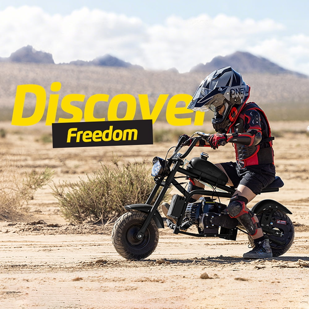 Aoemoe 49cc Gas Mini Chopper for Teens & Adults, Dirt Bike with Headlight, Rear Shock, Disc Brakes, 20MPH, Black