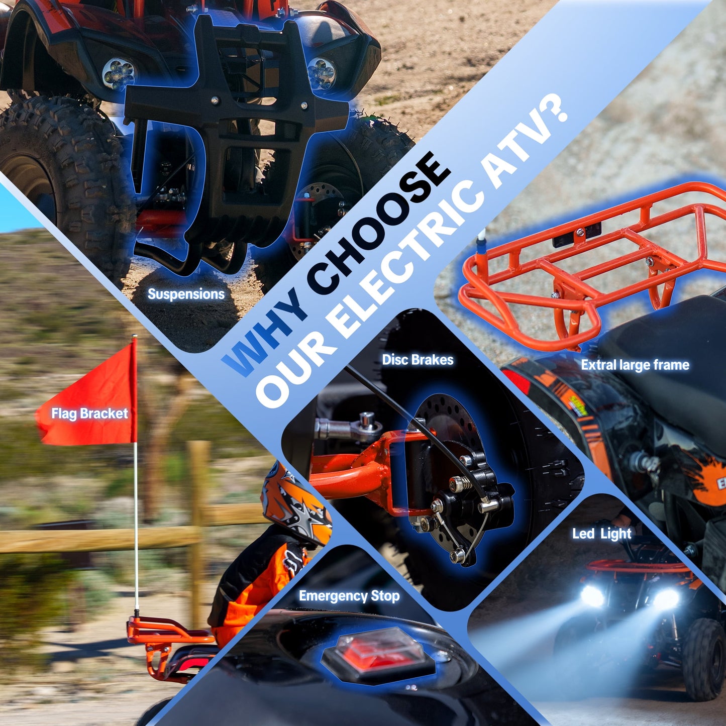 Aoemoe 500W 36V Battery-Powered Ride-On Off-Road 4-Wheeler – 15 Mile Range, Orange