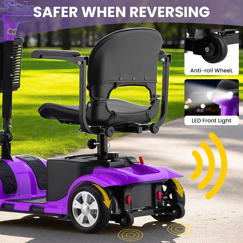 Aoemoe 4 Wheel Mobility Scooter for Seniors, Foldable Powered Mobile Wheelchair for Adult 300lbs, Purple