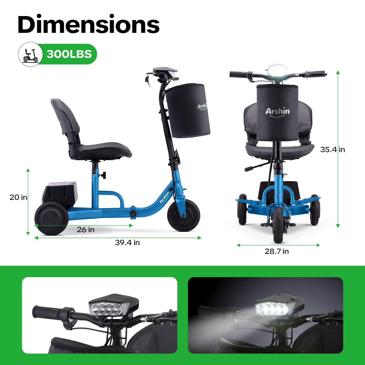 Ostrina Upgrade Mobility Scooter Lightweight Foldable,All Terrain Mobility Scooters for Seniors & Adults,300lbs Electric Wheelchair Strong Device for Travel,2 Batteries,Variable Speed(Purple)