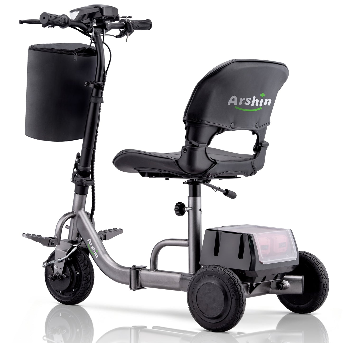 Arshin Mobility Scooters for Seniors & Adults,48V 200W Ultra-Lightweight Mobility Scooter with 300lbs,Foldable Electric Wheelchair 8 Miles Rang,2 Batteries,3.5Mph Variable Speed(Gunmetal)