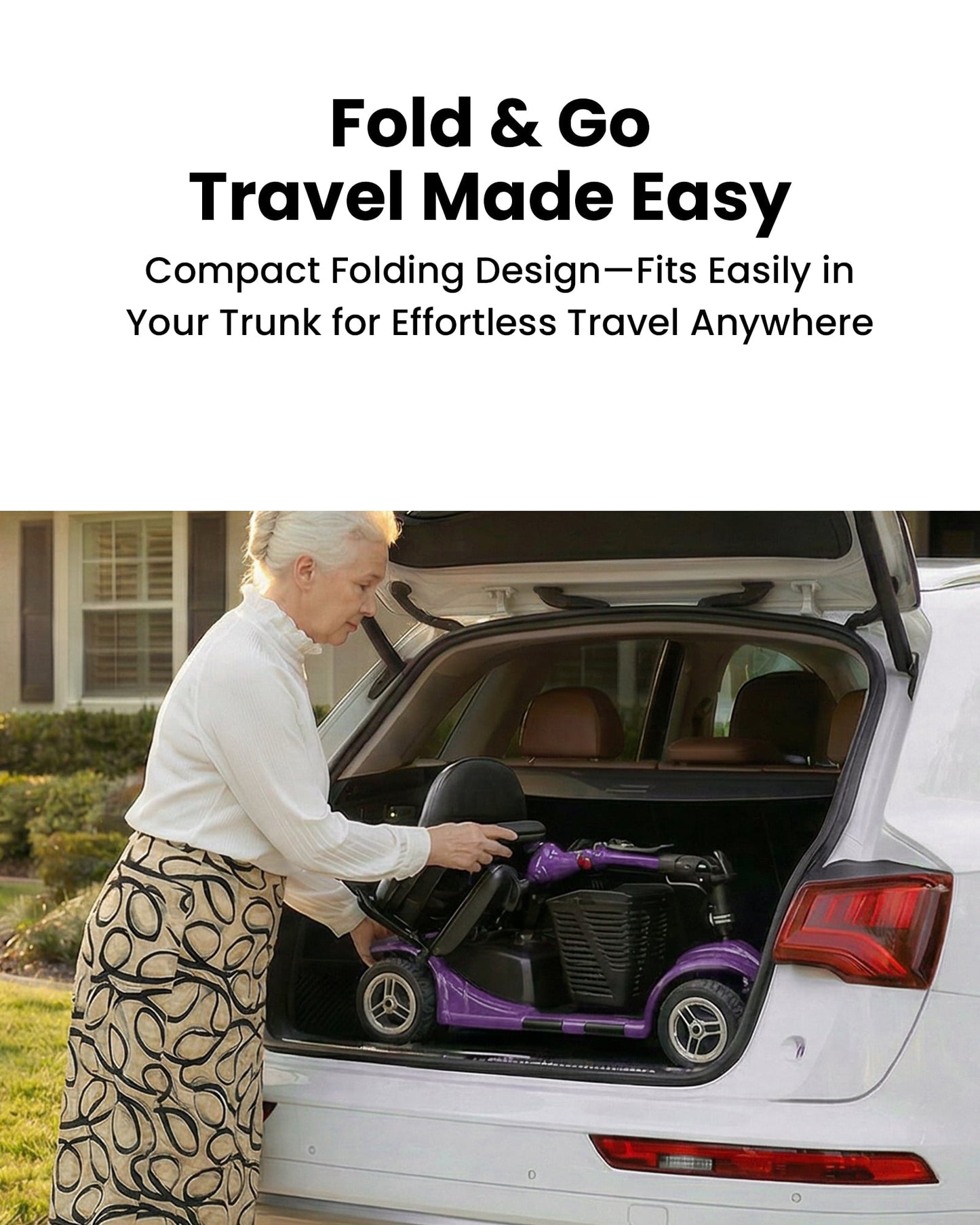 QEASET 4 Wheel Mobility Scooter,Mobility Scooter for Adults, Senior, Electric Powered Chargeable Device for Travel, Gifts for the elderly