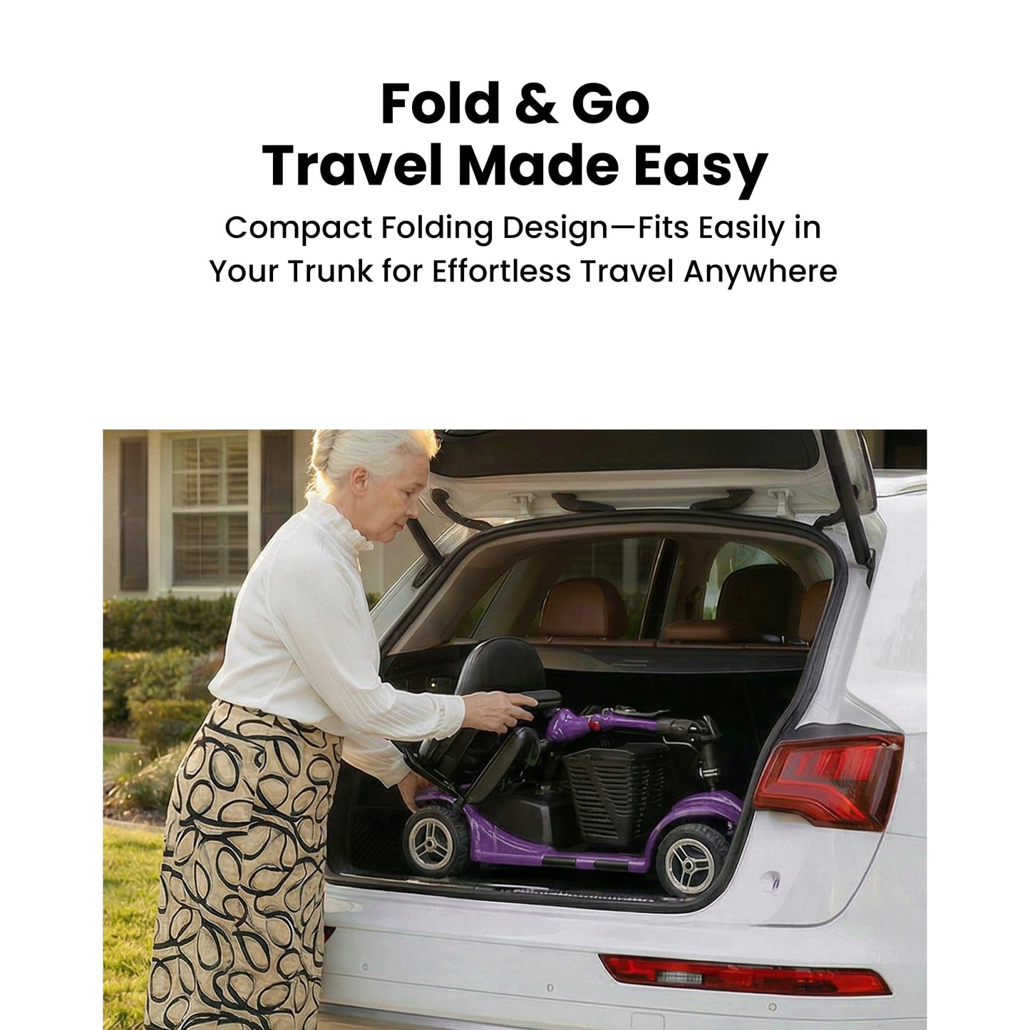 QEASET 4 Wheel Mobility Scooter,Mobility Scooter for Adults, Senior, Electric Powered Chargeable Device for Travel, Gifts for the elderly