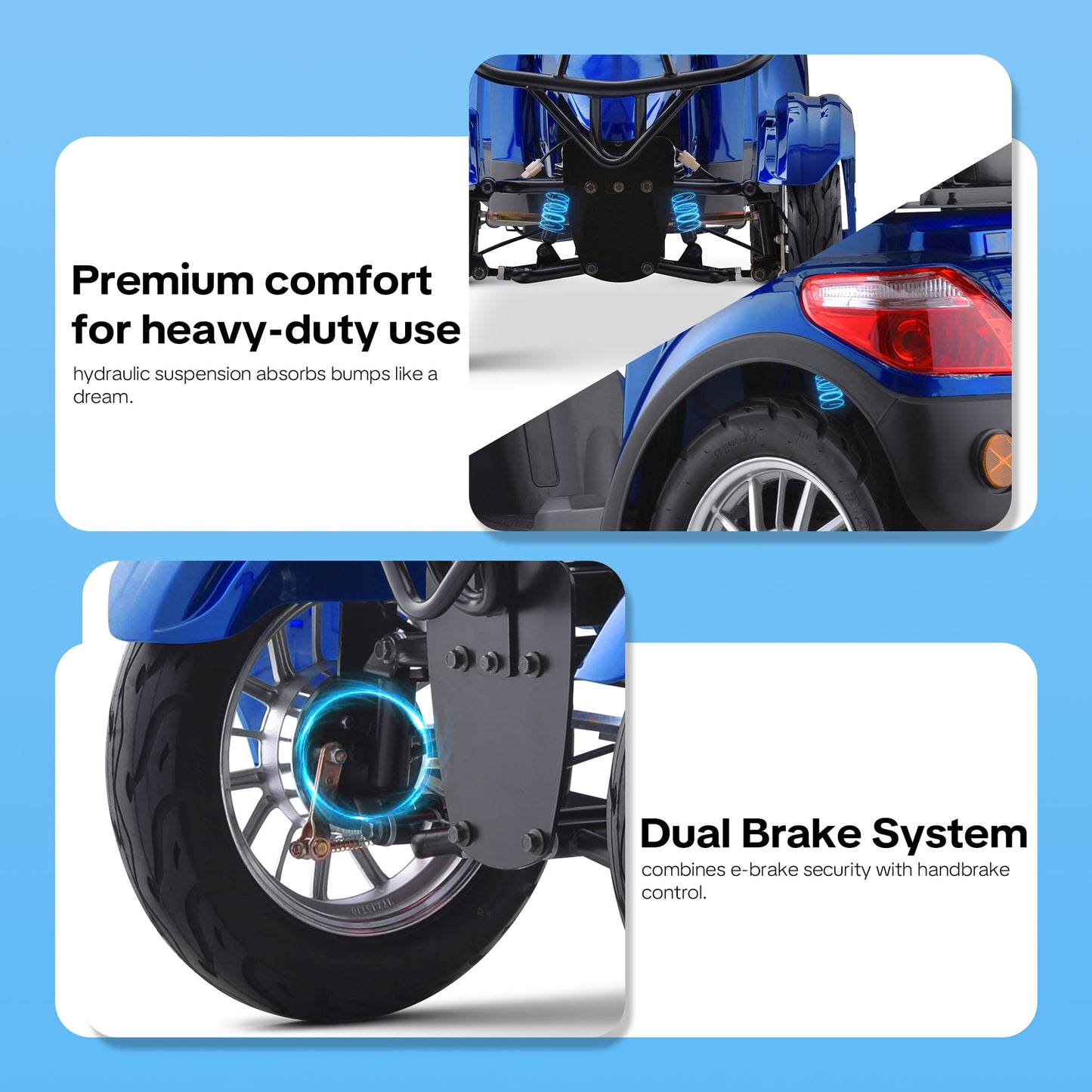 Upgrade Heavy Duty 4 Wheel Mobility Scooters for Seniors & Adults 500lbs Capacity,Arshin 800W All Terrain Fast Mobility Scooter for Travel,Electric Powered Chair,25 Miles Rang,Remote Key(Blue)