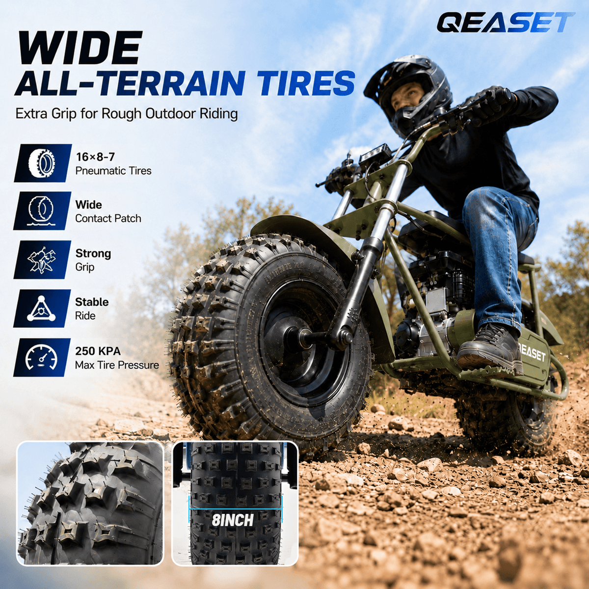 QEASET 105CC EPA Approved 4-Stroke Mini Bike, Off-Road Pocket Motorcycle, 30MPH, Hand Pull Start, Rear Disc Brake, Black