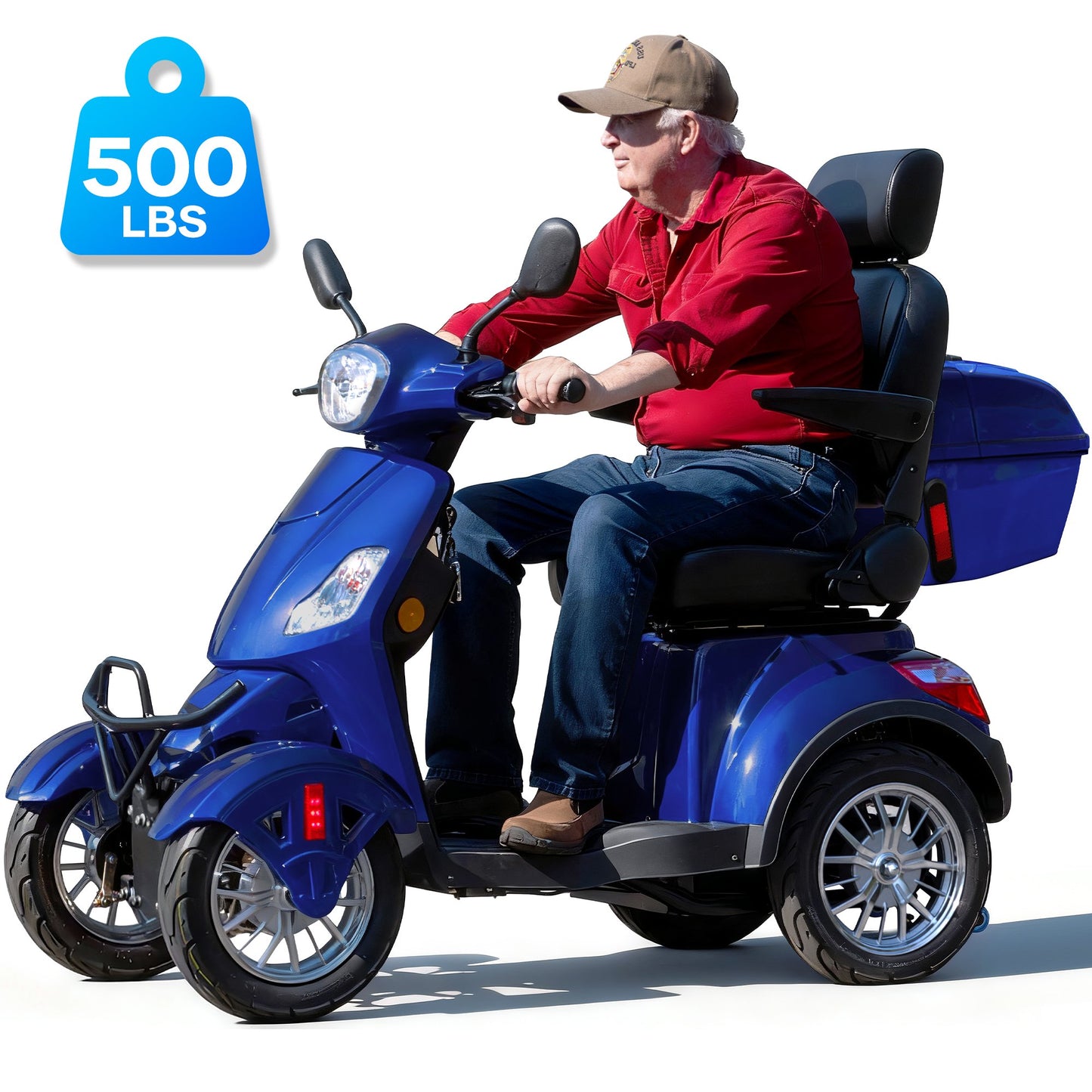 Arshin Mobility Scooter for Seniors & Adults–500lbs Capacity Heavy Duty 4-Wheel Electric Scooter,800W Motor,Long Range Battery(25 Miles),Speed Adjustable 7.5–15 mph,Full Accessories(Blue)