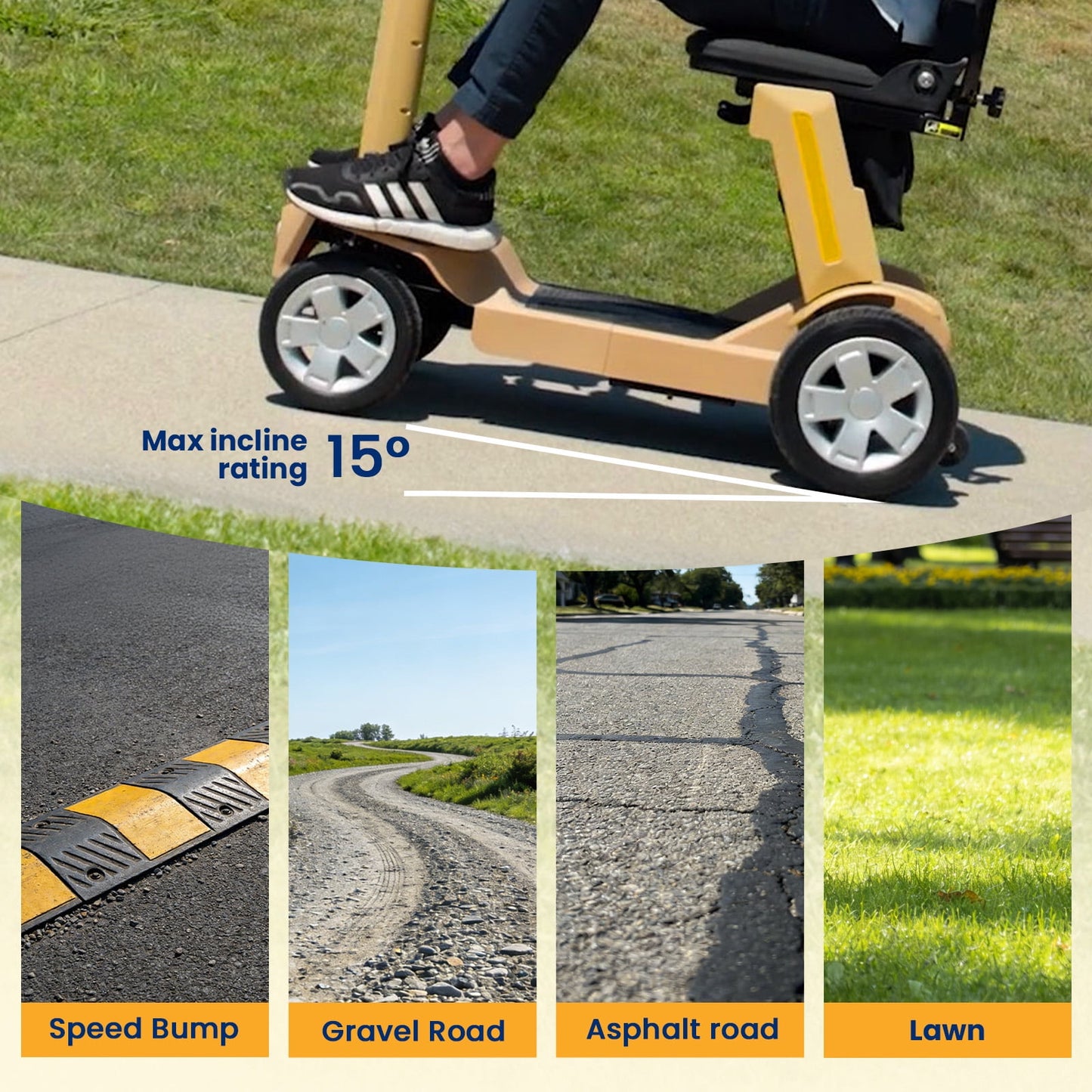 Easy-to-Use Mobility Scooter for Seniors,Lightweight Foldable,300lbs Capacity,Yellow