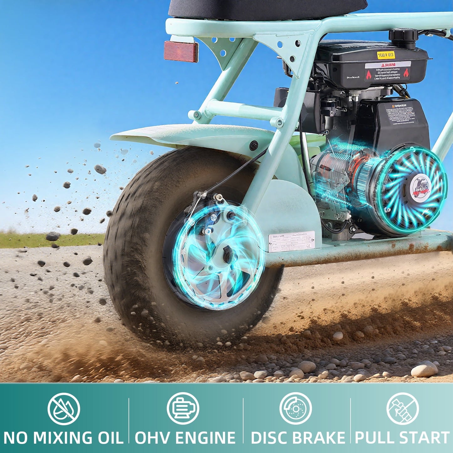 Aoemoe 4-Stroke 99cc Mini Dirt Bike, Teal