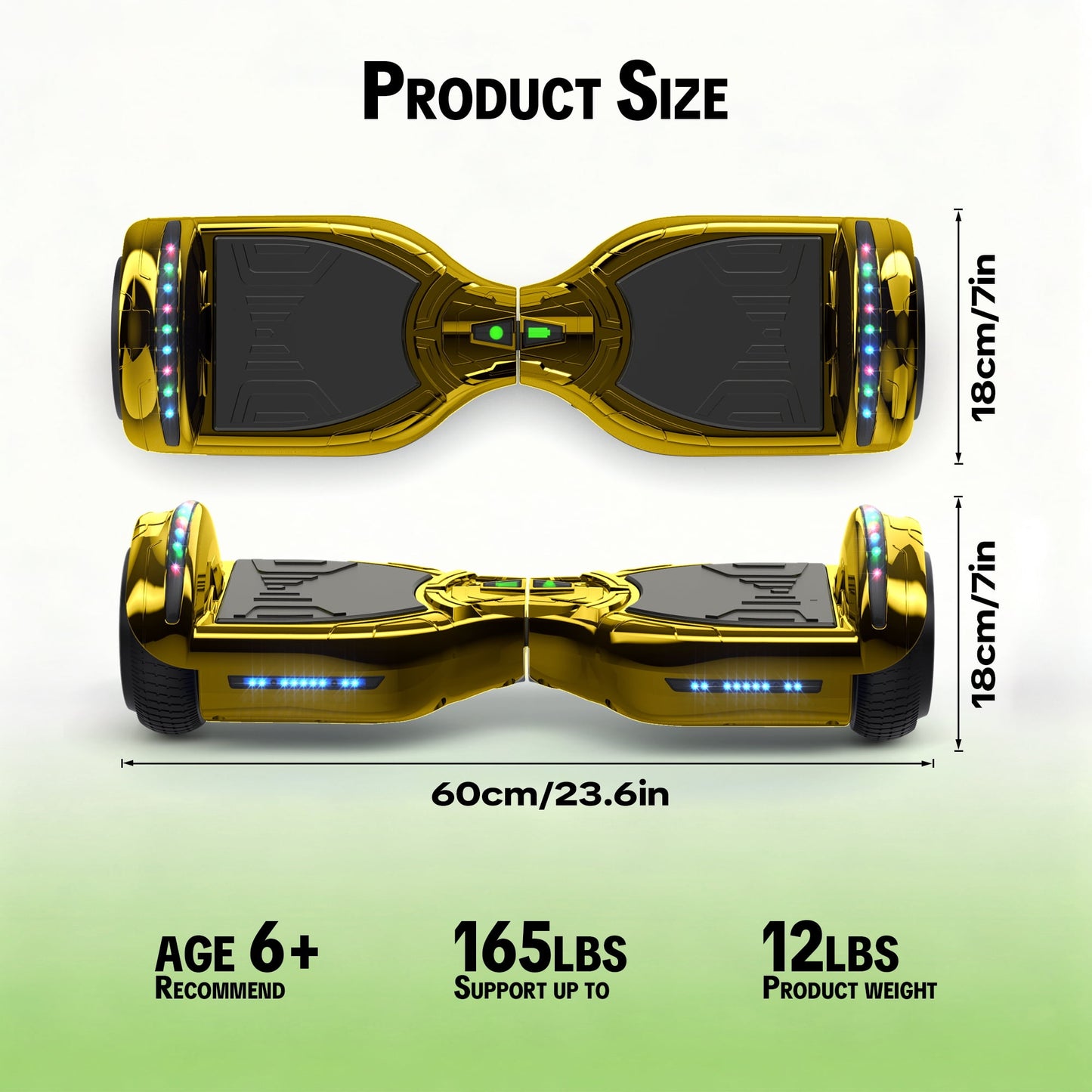 Hover Off Road Board Electric Scooter with LED Lights & 400W Motor, Kids Scooter with 9MPH Max Speed, Electric Scooter with Bluetooth Speakers, Tcdjtc Self-Balance Scooter for Kids