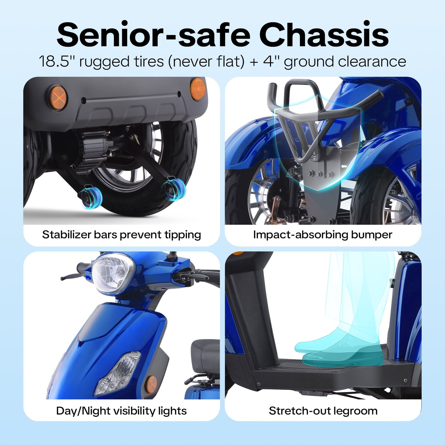 Arshin Heavy Duty 4 Wheel Mobility Scooters for Seniors & Adults 500lbs Capacity,800W All Terrain Electric Recreational Scooter