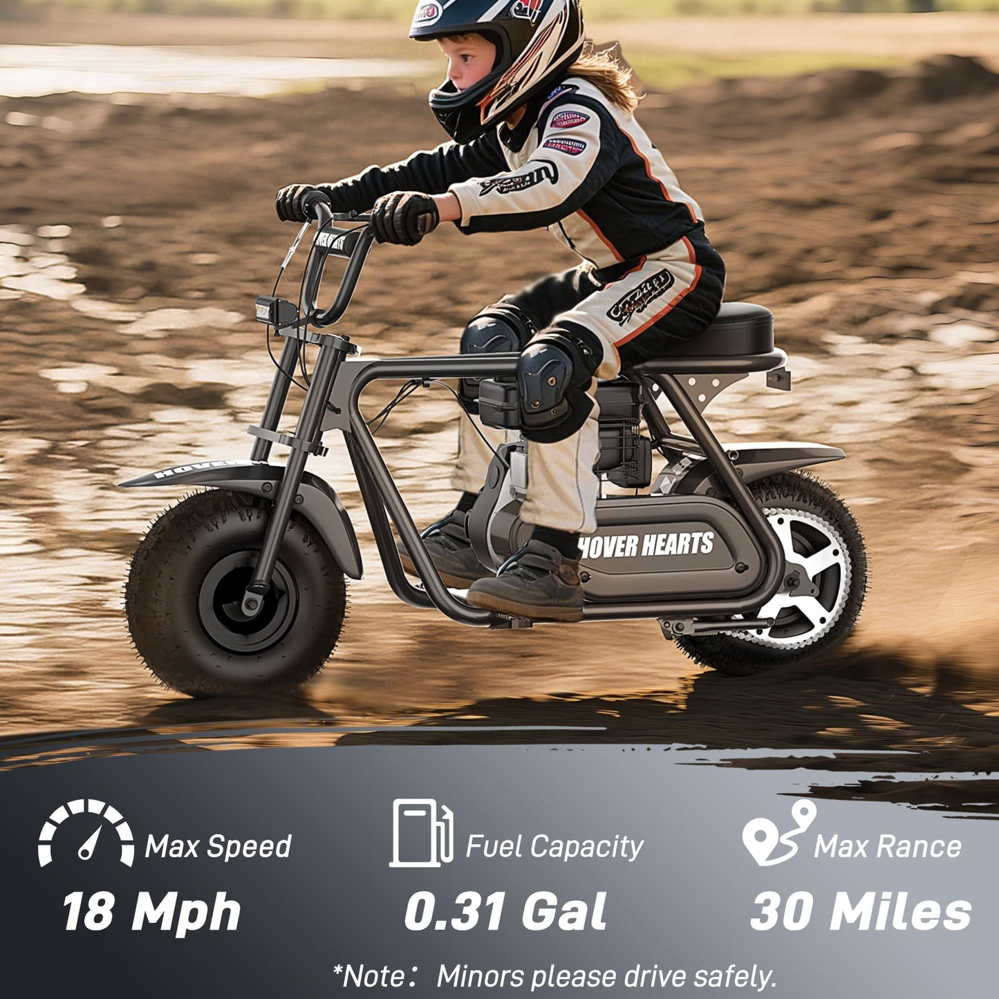 Aoemoe 99CC MB001 Gasoline Mini Dirt Bike,4-Stroke 18MPH Off Road Motorcycle, Weight Support Up to 165 LBS - Black