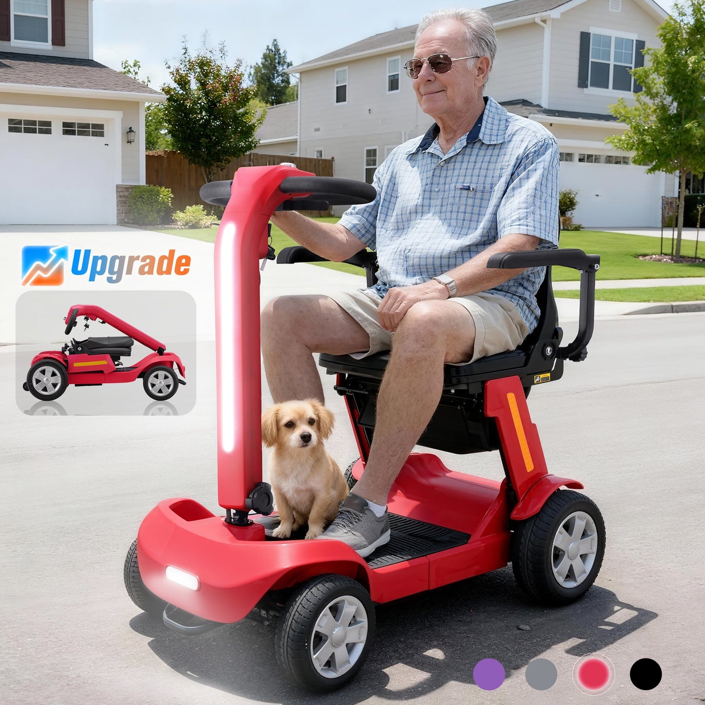 Upgrade Heavy Duty Mobility Scooter for Seniors-Electric Powered Wheelchair,Trunk-Friendly! Best Gift for Mom & Dad,Supports 300 lbs(Red)