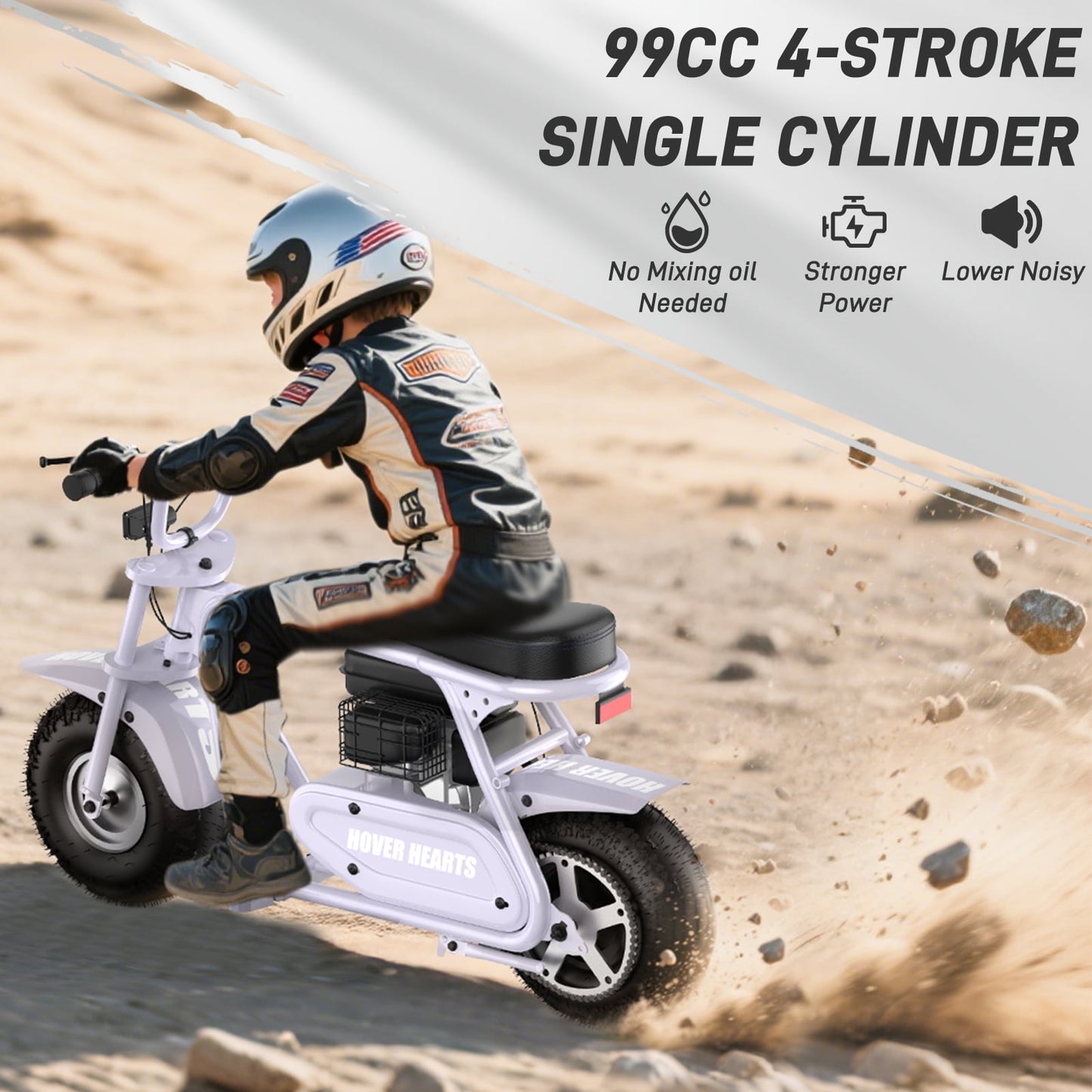 Aoemoe 99CC MB001 Gasoline Mini Dirt Bike,4-Stroke 18MPH Off Road Motorcycle, Weight Support Up to 165 LBS - White