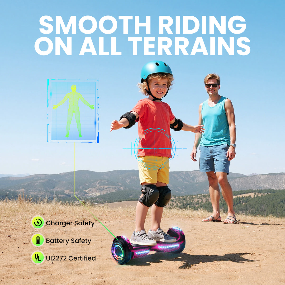 Mosta Hover Electric Scooter Board for Kids & Adults, All Terrain Self-Balance Scooter with Bluetooth and Led Lights,6.5 inch,165 lbs capacity,LED Light,Perfect Gift