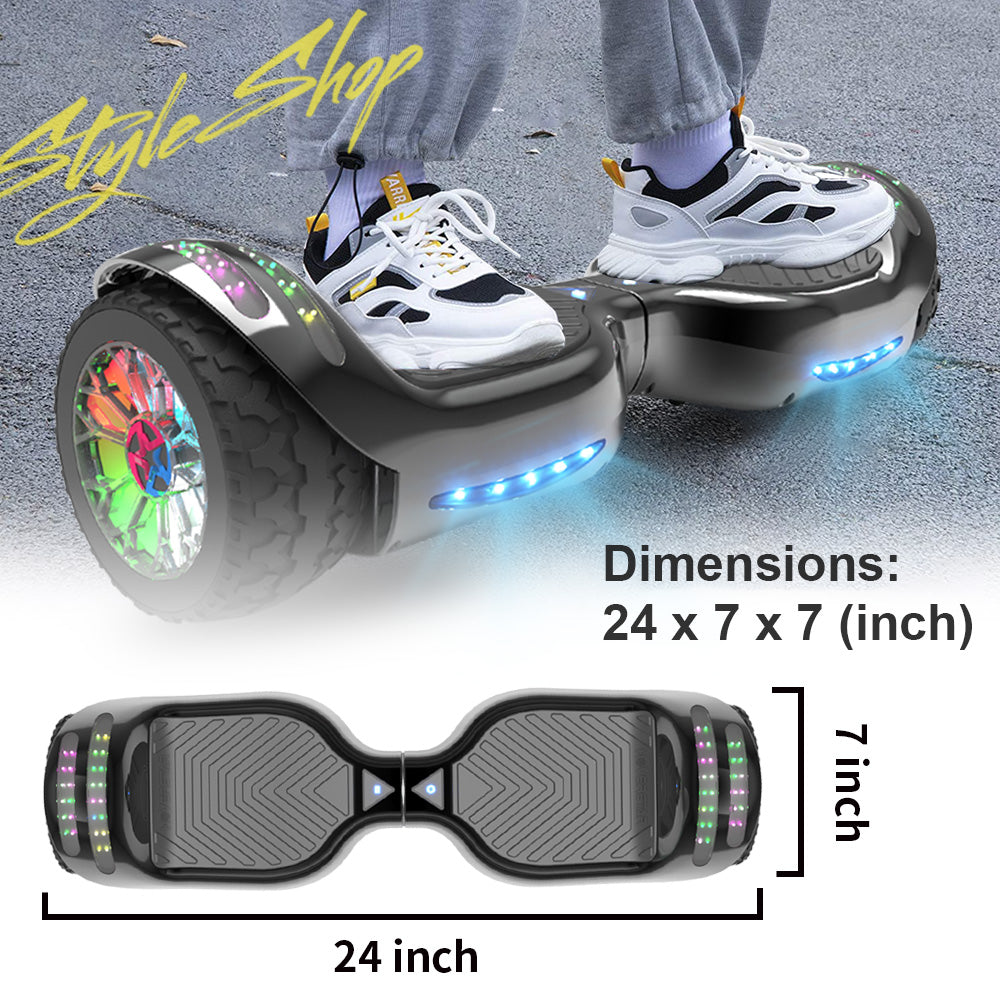 MOSTA All Terrain Self-Balance Scoote ,Electric Scooter Board for Kids & Adults with Bluetooth and Led Lights,6.5 inch,165 lbs capacity Perfect Gift