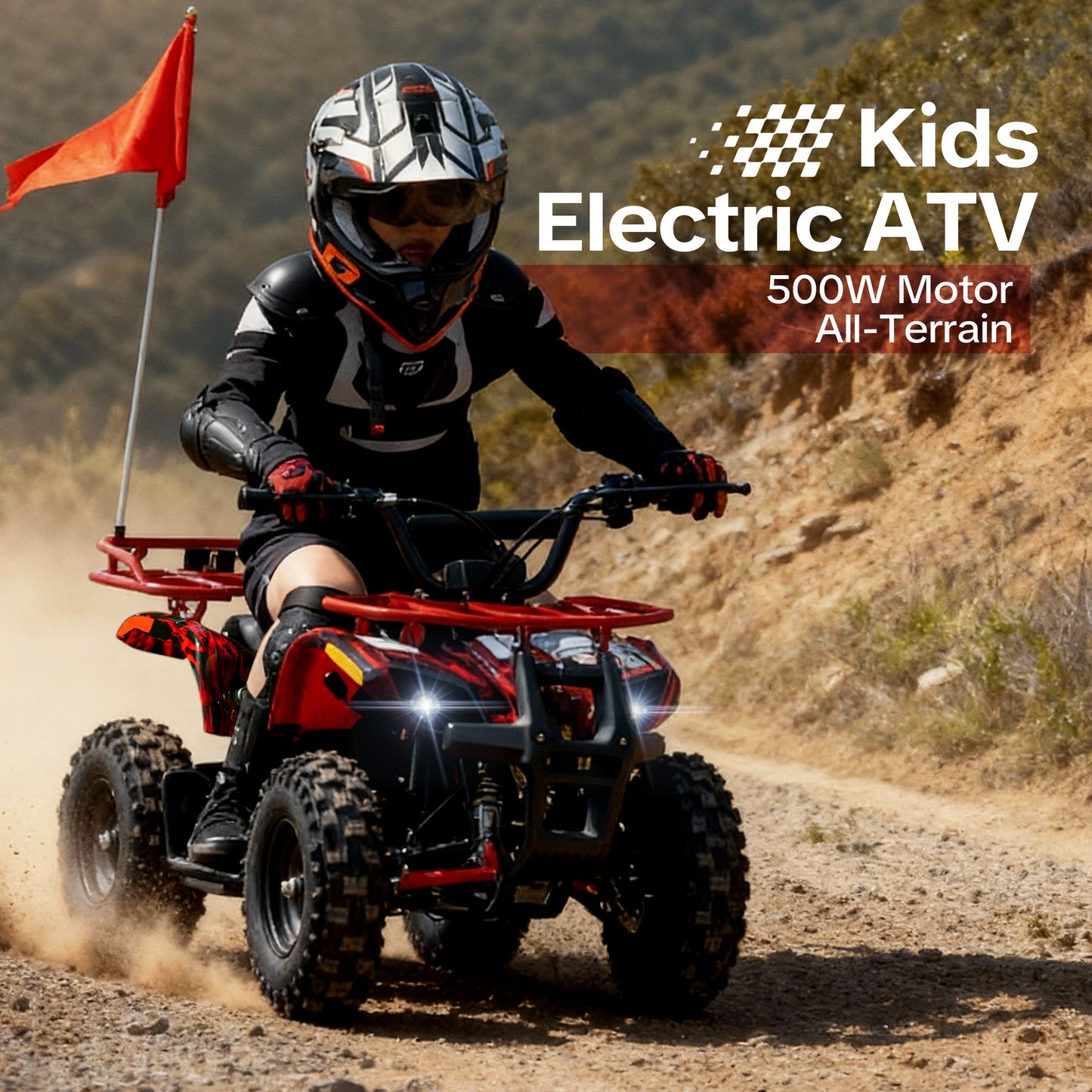 Arshin Kids Outdoor Toys,15 mph Variable Speeds Ride on Toys,500W 36V Electric Vehicles with High-Torque Motor,Parent Control,Spring Suspension,Disc Brake,15 Miles,Perfect Gift(Flame)