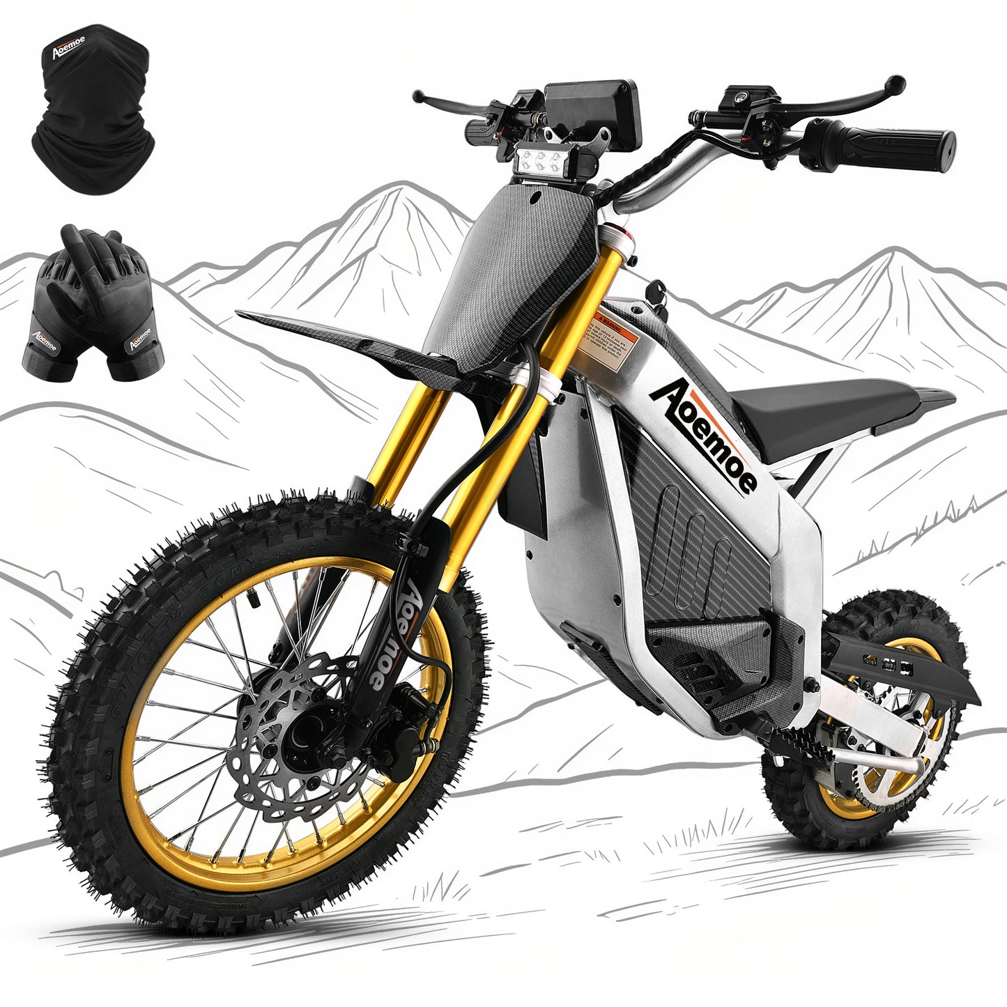 Aoemoe 48V 3000W (Peak Power) Electric Dirt Bike for Teens, 42mph, 40km Range, Off-Road Li-Battery